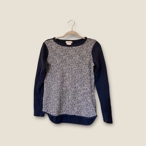 Van Heusen XS Navy & Tweed Long Sleeve Top Colorblock